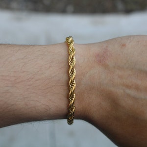 Gold 5mm Rope Bracelet 7" 8" Stainless Steel Jewelry, Unisex Jewelry