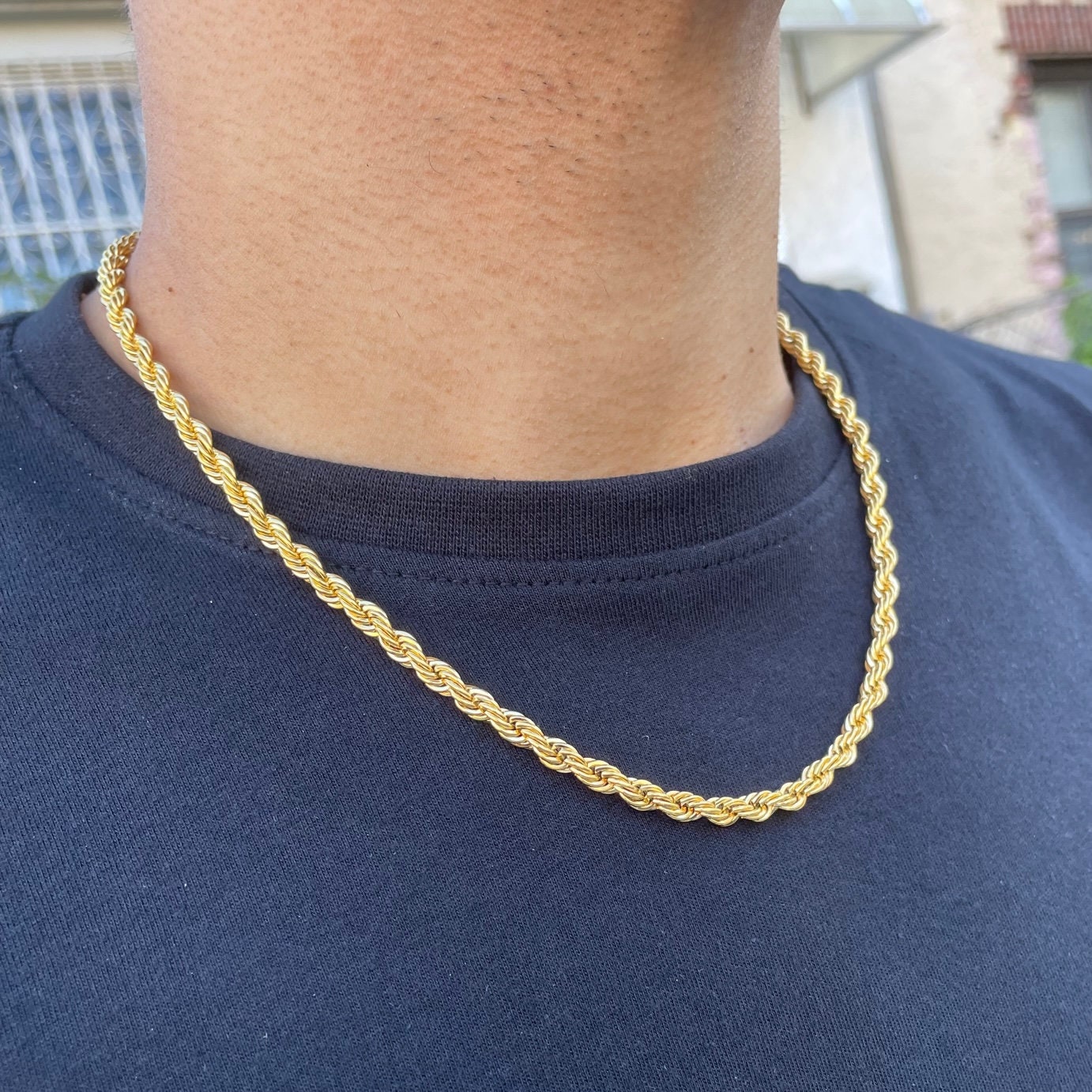 Gold 5mm Rope Chain Necklace 18 20 22 
