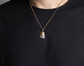 18K Gold Jesus Piece Pendant Chain Necklace Stainless Steel