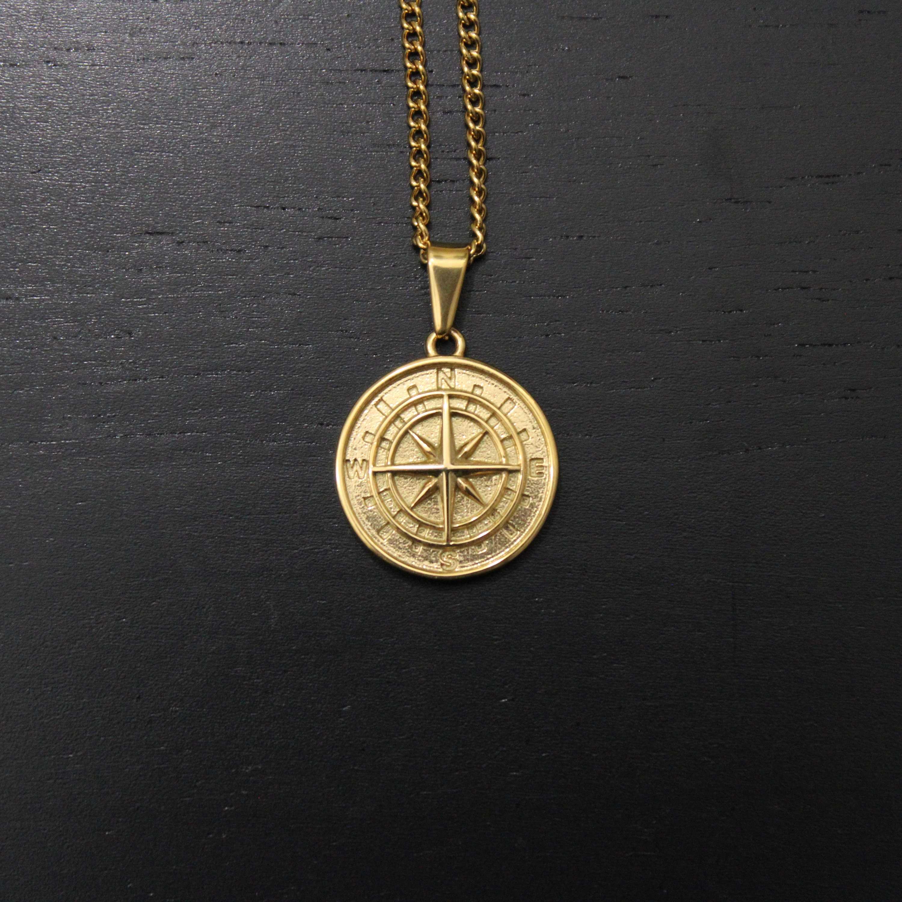 Gold chain with compass pendant Clearance
