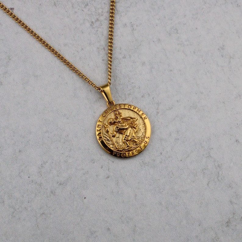 gold st christopher medal pendant