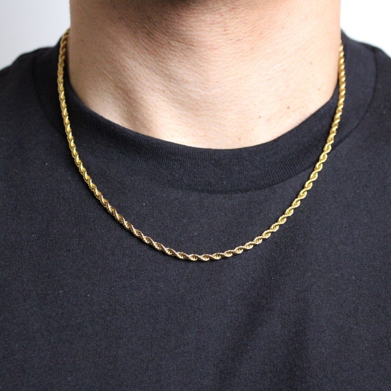 Gold 3mm Rope Chain Necklace 18 20 22 24 Inch Length Stainless Steel Link Choker Men Women Unisex Jewelry Chain Necklaces Gift