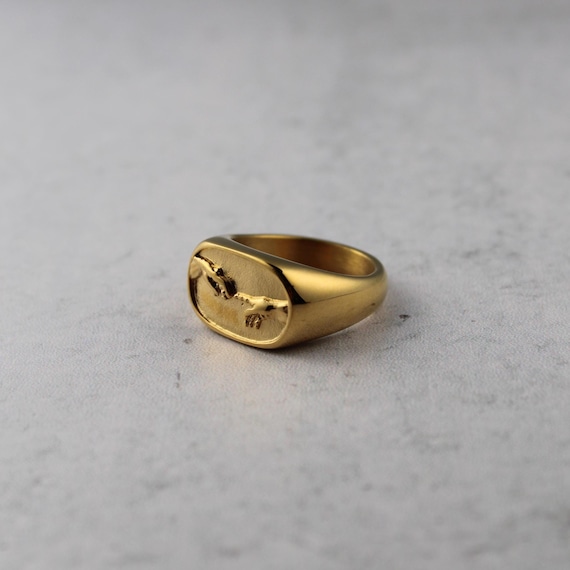 Gold Creation of Adam Ring Stainless Steel 7-12 - Mens Statement Ring