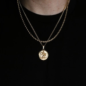 gold saint christopher pendant necklace for men
