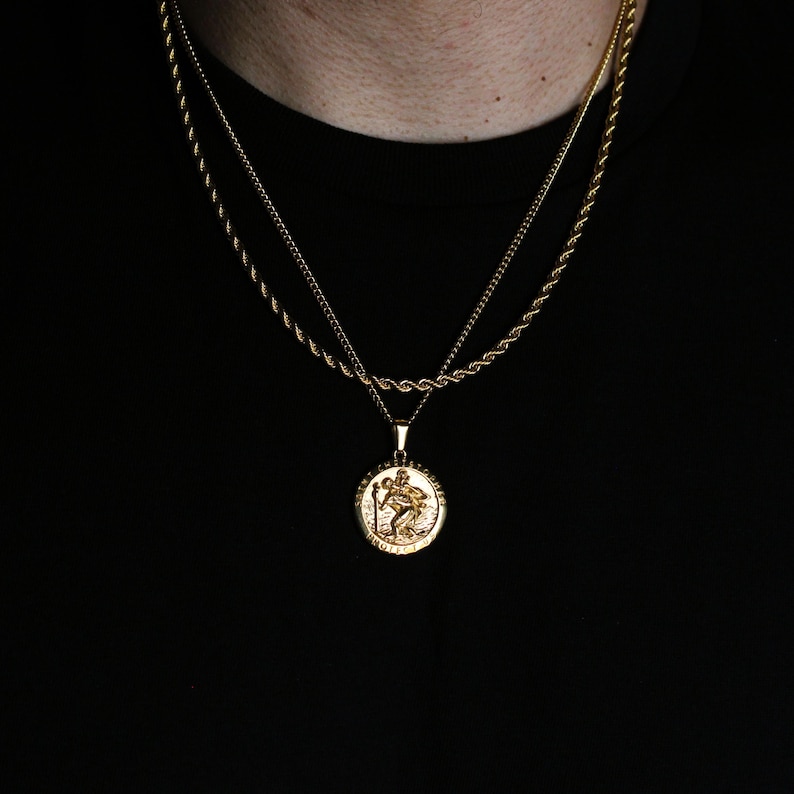 gold saint christopher pendant necklace for men
