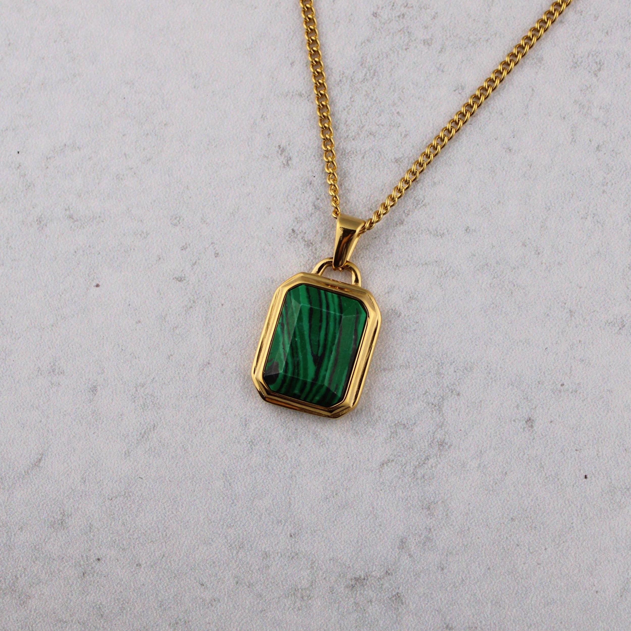 Natural Green Malachite Round Gemstone Necklace – 18 Inch, 8mm/10mm/12mm Beads, Handmade