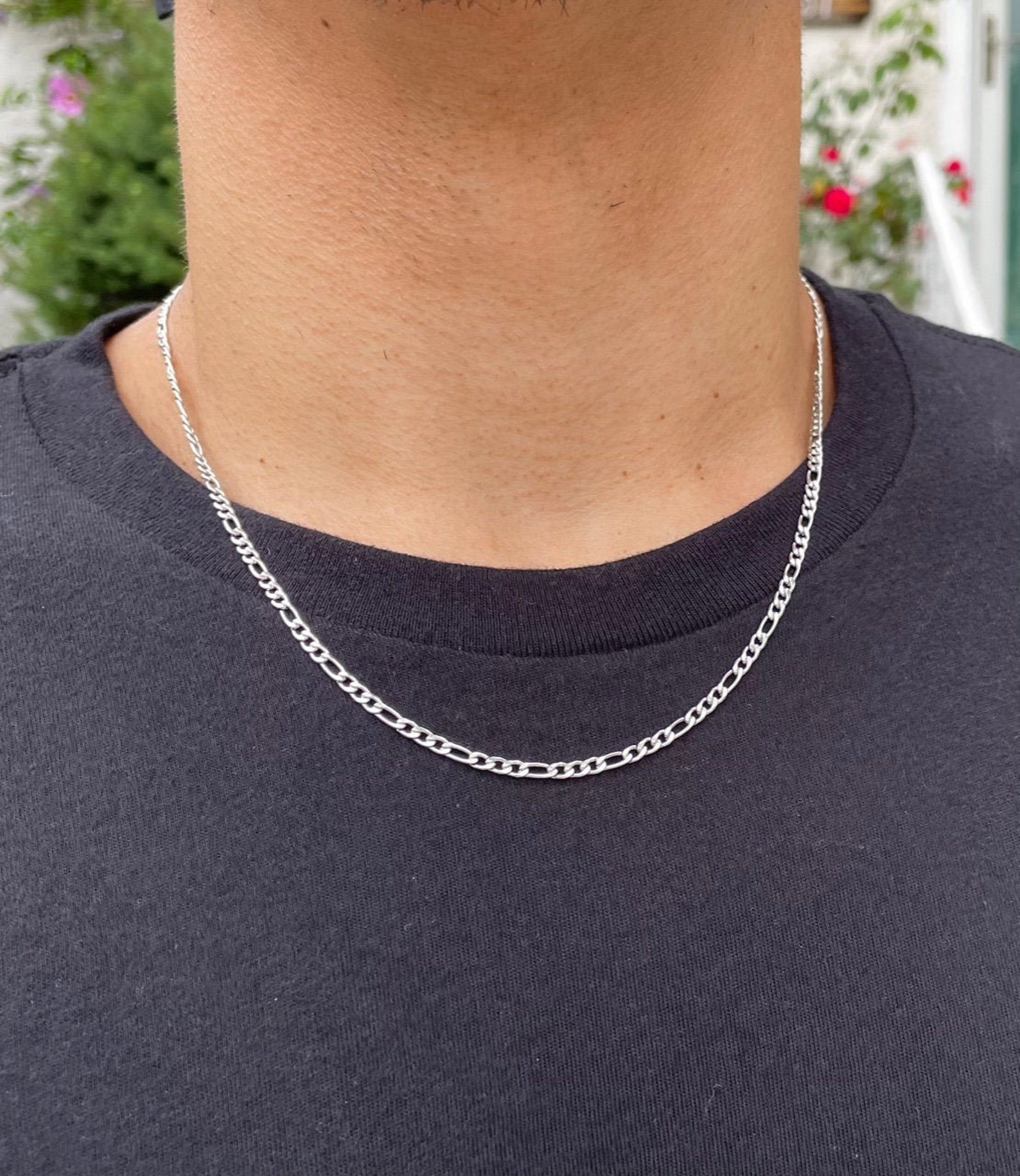 Silver 3mm Figaro Link Chain Necklace 18 20 22 24 Stainless | Etsy