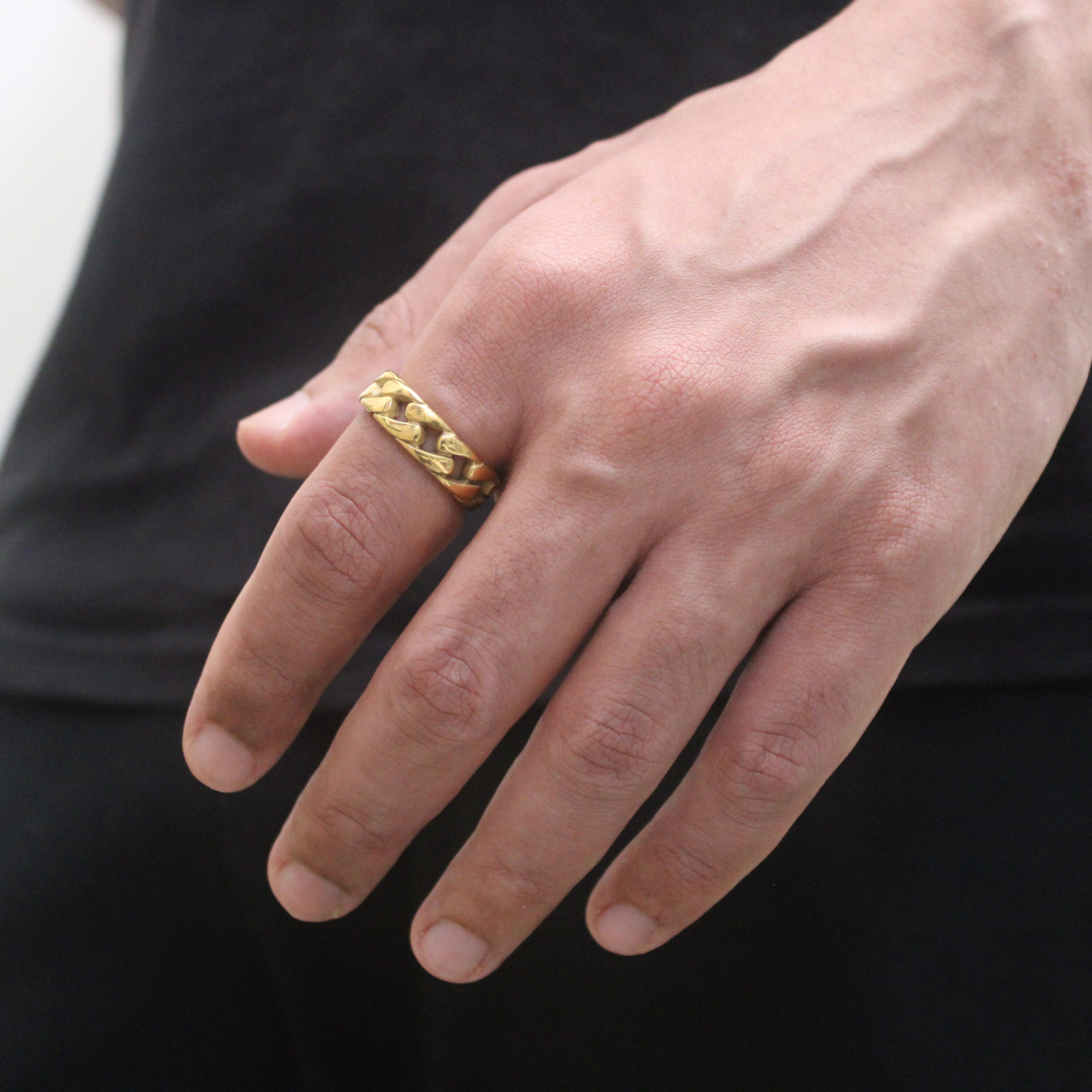 Mens Gold Cuban Ring Automic Gold Miami Cuban Ring Sustainable