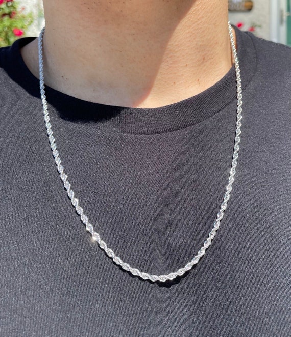 Silver 3mm Rope Chain Necklace 18 20 22 
