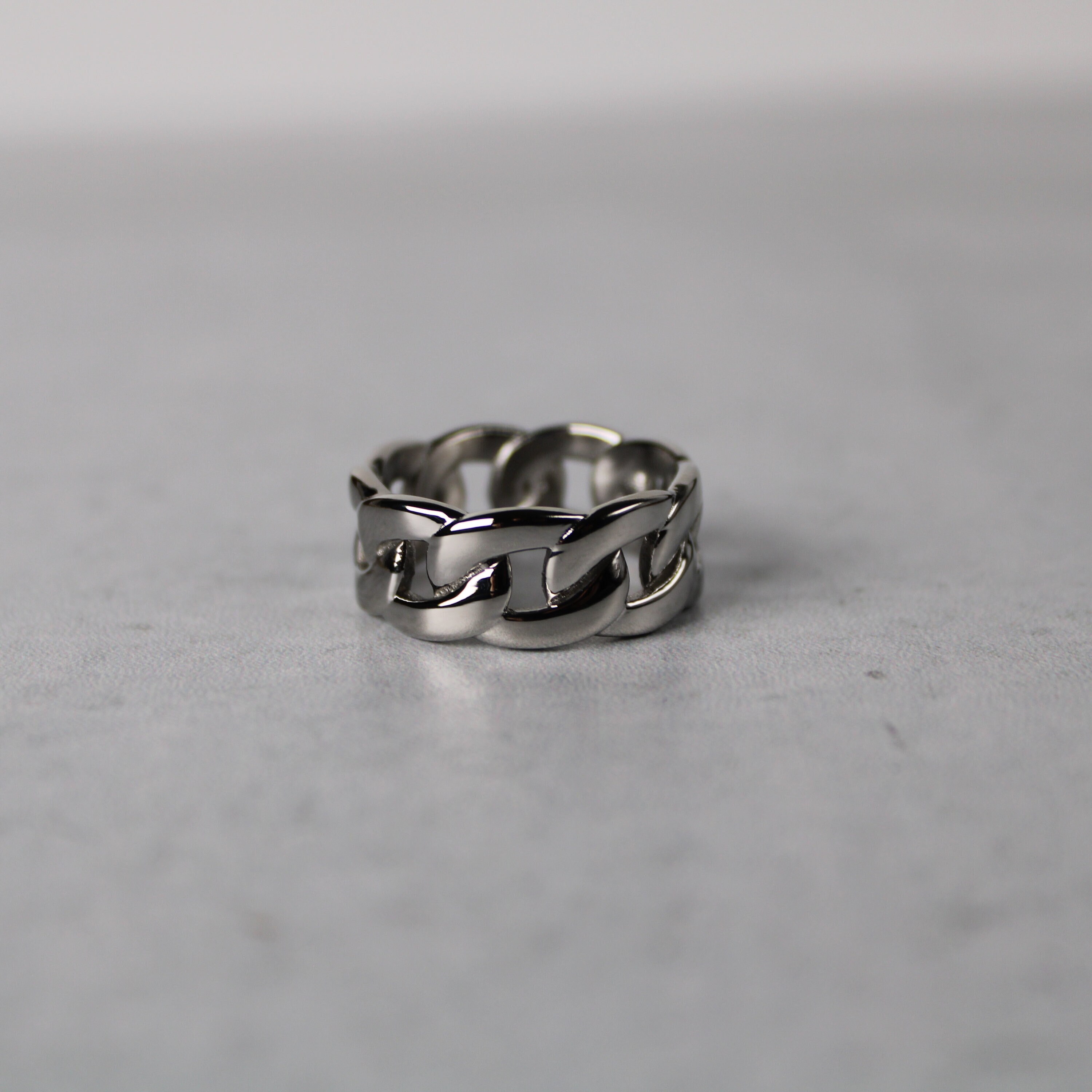 Silver 10MM Cuban Link Ring 7-12 Stainless Steel / Curb Ring / Silver Band Ring / Mens Ring Gift