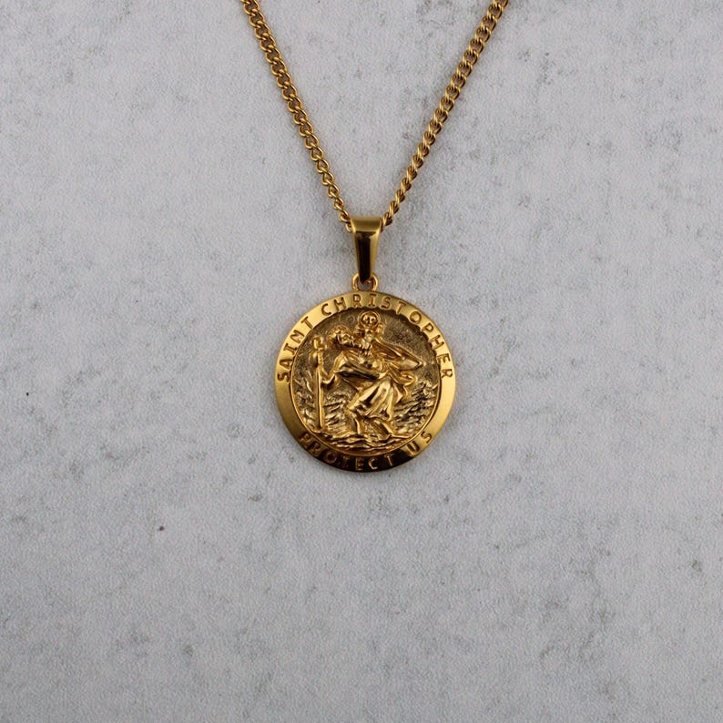 gold saint christopher pendant necklace