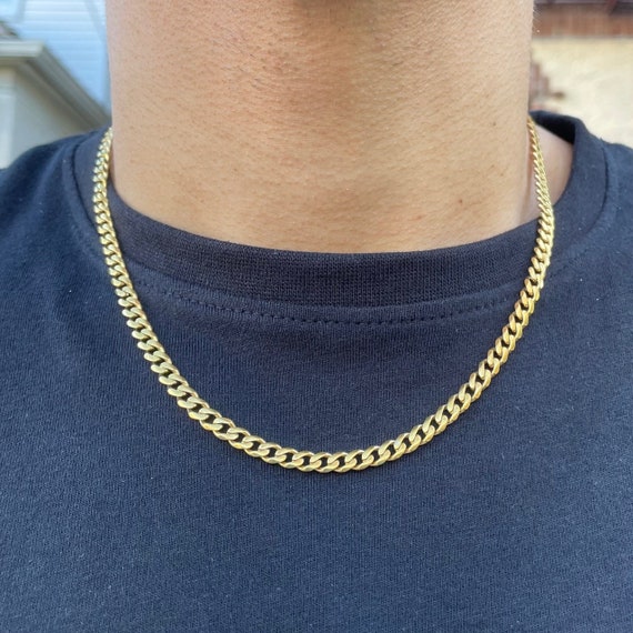 18K Gold 5mm Cuban Link Chain Necklace 