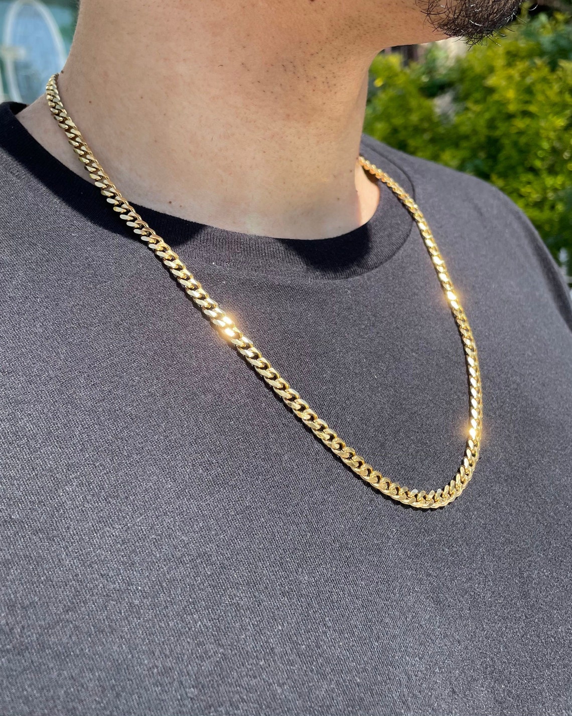 Gold 5mm Cuban Link Chain Necklace 18 20 22 24 inch Stainless | Etsy