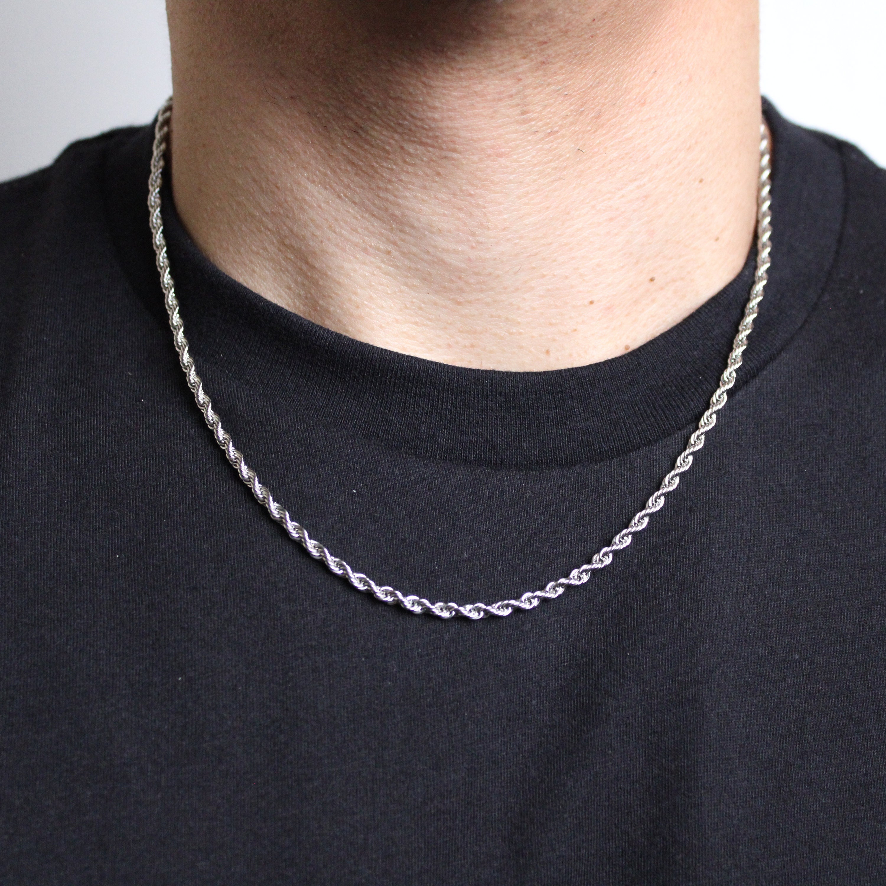 Buy Silver 3mm Rope Chain Necklace 18 20 22 24 Inch Length Stainless Steel  Link Choker Men Women Unisex Jewelry Chain Necklaces Gift Online in India 