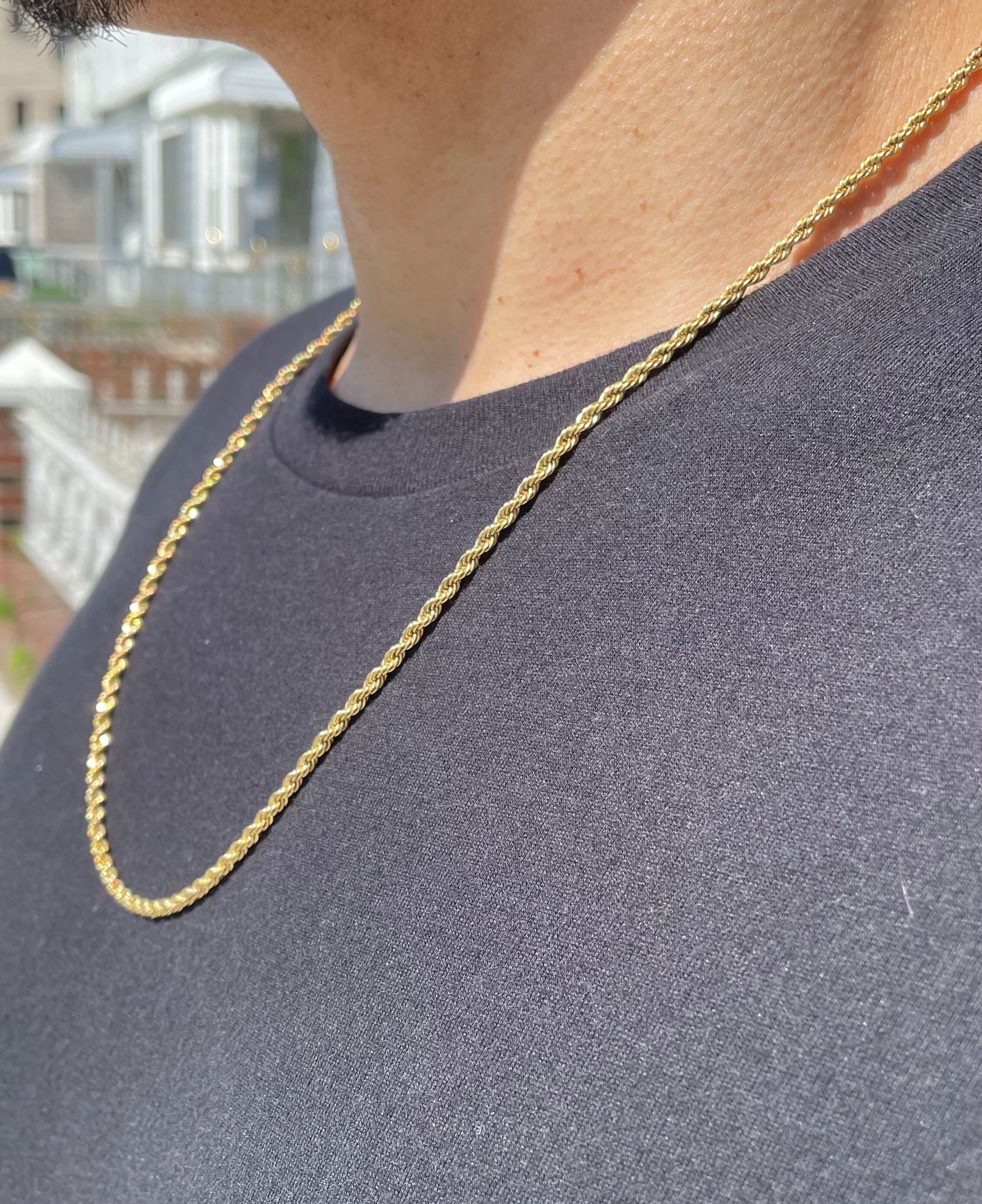 Gold 3mm Rope Chain Necklace 18 20 22 
