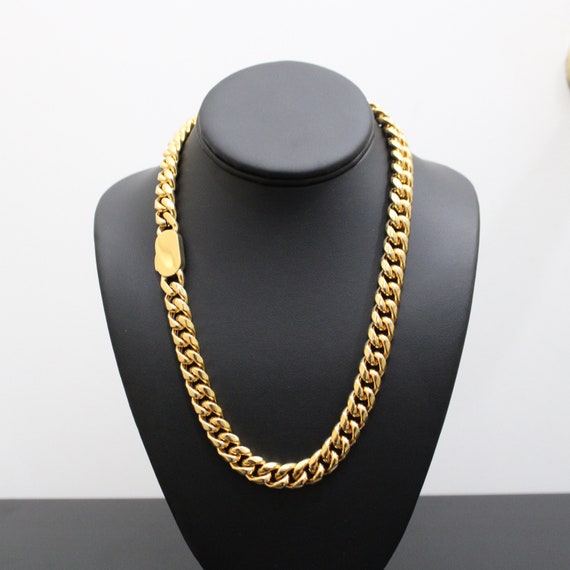 18K Gold 12mm Cuban Link Chain Necklace 