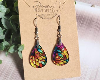 Colorful Floral Earrings, Small and Lightweight Acrylic Dangles, Mini Earrings for Flower Lover Gift, Everyday Jewelry