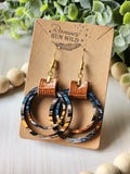 Boho Wood Statement Earrings and Necklace Set: Colorful Vegan Leather Jewelry
