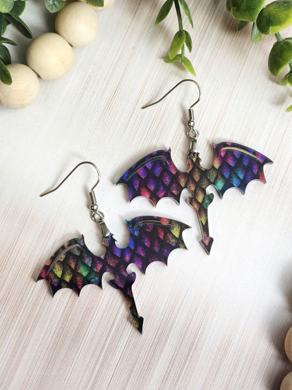 Dragon Earrings for Her, Fantasy Dragon Dangle Earrings for Book Lovers, Romantasy Jewelry, Gothic Bookish Gift, Dragon Lover Gift