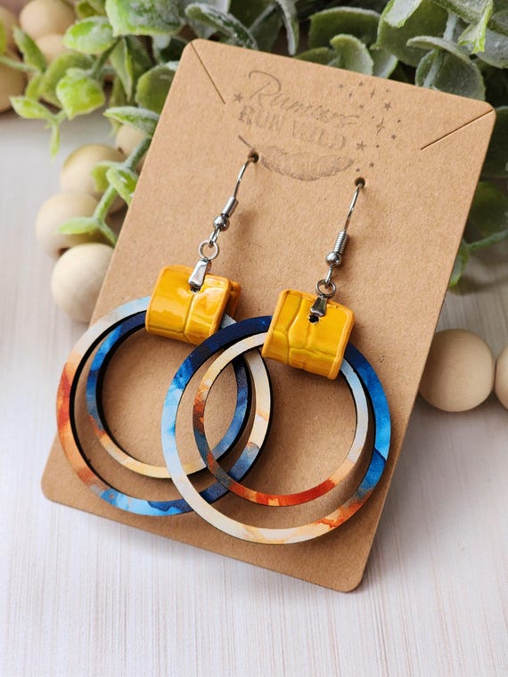 Summer Statement Earrings, Colorful Boho Dangle Earrings For Mom, Bright Nickel Free Earrings, Spring Jewely Gift For Wife, Cute Summer Wear
