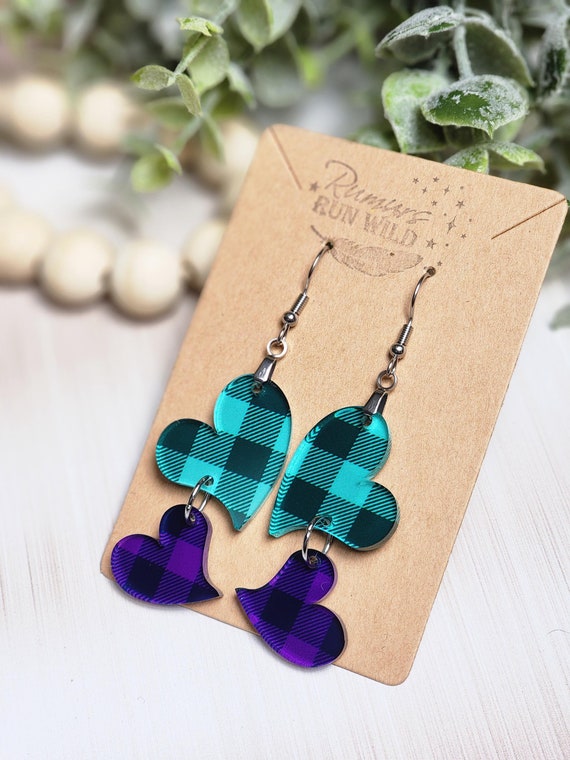 Valentine's Earrings, Valentine Gift For Her, Heart Earring, Pink Dangle Earring, Valentine's Day jewelry, Lightweight Earring, Colorful