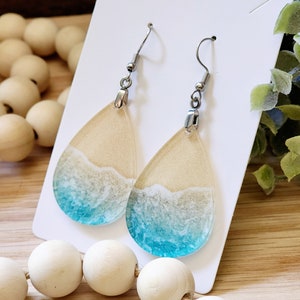 Beach Themed Earrings, Lightweight Ocean Earrings for Her, Nature Themed Handmade Earrings, Summer Earring Gift for Sister