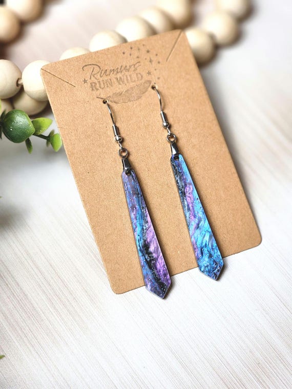 Galaxy Dangle Earrings: Hypoallergenic Acrylic Space Jewelry