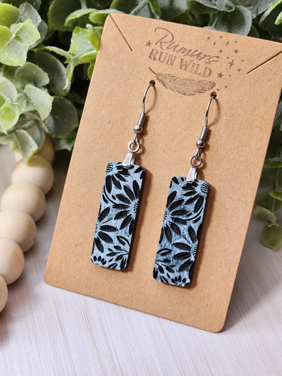 Dainty Faux Stonework Earrings for Her, Fun Floral Earring, Modern Statement Earrings for Nature Lover, Unique Nickel Free Earring for Mom,