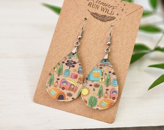 Teardrop Camping Earrings: Lightweight Acrylic Nature Jewelry