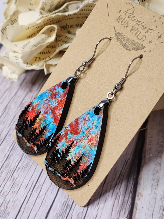 Red Mushroom Faux Leather Dangle Earrings - Lightweight Teardrop Earrings For Women & Girls - View #2