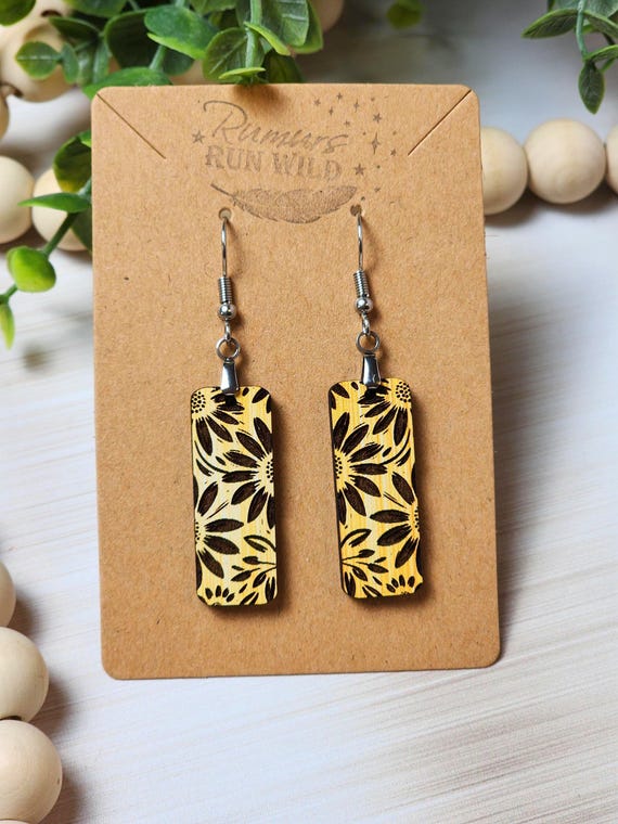 Dainty Boho Floral Earrings, Yellow Sunflower Earrings for Her, Summer Statement Earrings for Nature Lover, Unique Dangle Earrings for Mom