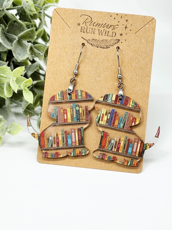 Dog Earrings Gift for Dog Mom, Book Earring Gift for Book Lover, Dangle Earring Gift for Teacher Appreciation, Best Gift for Best Friend
