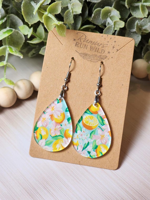 Summer Earrings for Her, Lightweight Orange Tree Earrings for Mom, Fruit Jewelry for Women, Summer Gift for Girlfriend, Bright Earrings