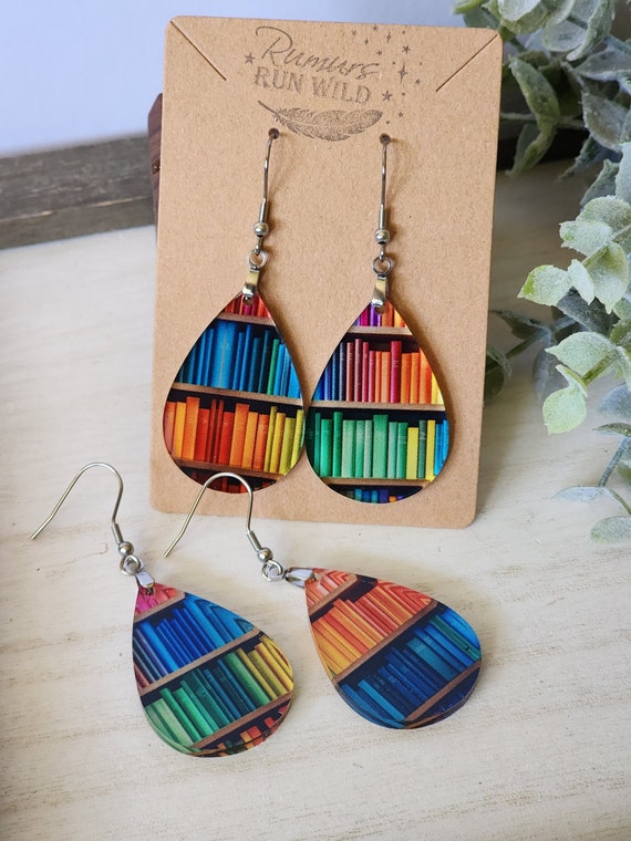 Colorful Book Earrings, Earrings for Women, Unique Gift for Her, Book Gift for Her, Dangle Earrings for Teachers, Book Lover Gift for Sister