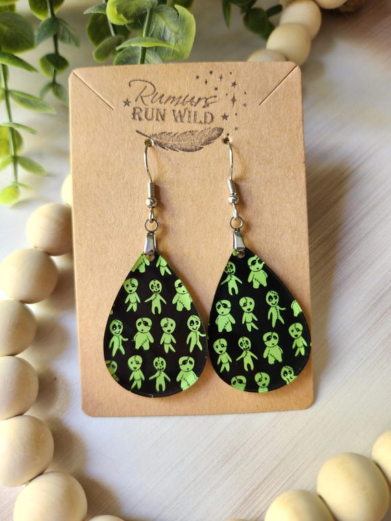 Halloween Earrings for Her, Fun Voodoo Doll Earrings, Spooky Dangle Earring, Halloween Gift for Women, Lightweight, Hypoallergenic Earrings