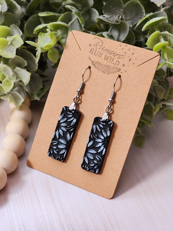 Dainty Boho Floral Earrings, Faux Stonework Earrings for Her, Modern Statement Earrings for Nature Lover, Unique Nickel Free Earring for Mom