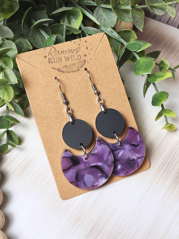 Purple Statement Dangle Earrings: Unique Purple Jewelry for Mom, Nickel-Free