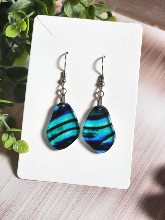 Mini Ocean Earrings, Teal Blue Acrylic Dangle Earrings, Semi Transparent Aquatic Jewelry, Lightweight Gift for Her