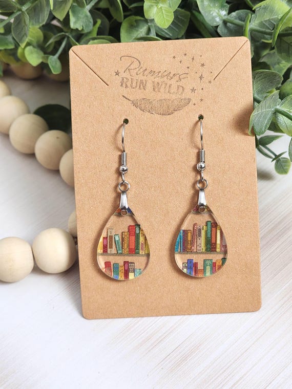 Book Lover Earrings, Library Earrings, Teacher Gift Earrings, Bookish Jewelry, Reading Lover Gift, Mini Dangle Earrings, Book Nerd Gift