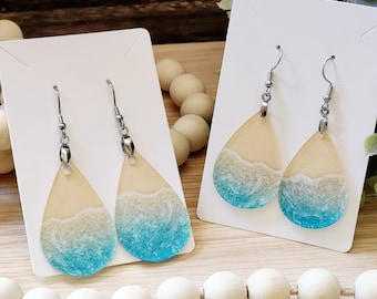 Beach Earrings: Handmade Ocean Wave Dangle Earrings