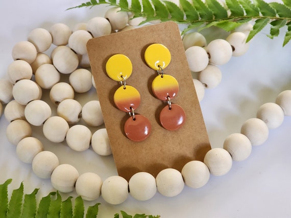 Yellow and Orange Ombre Dangle Earring, Lightweight Earring for Best Friend, Nickle Free, Handmade Birthday Gift for Girlfriend, for Mom