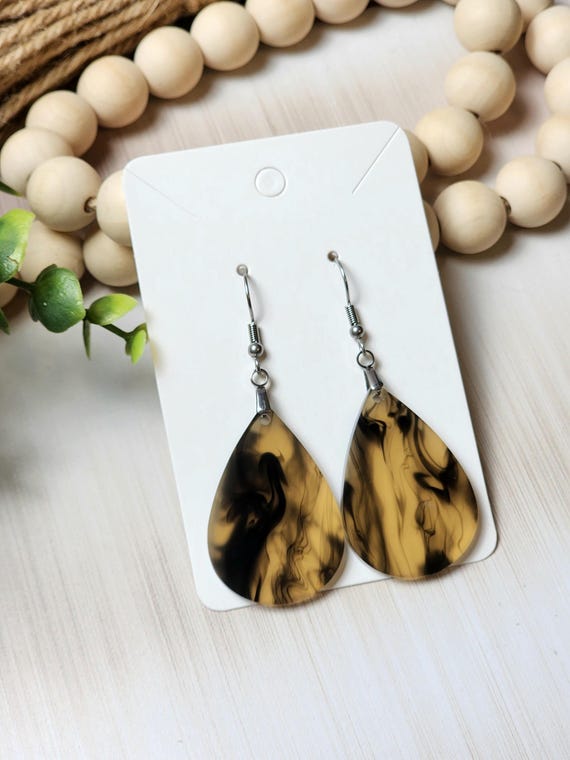 Smoke Earrings for Her, Swirl Ink Earrings for Artists, Lightweight Drop Earrings for Painters & Writers, Abstract Jewelry for Modern Women