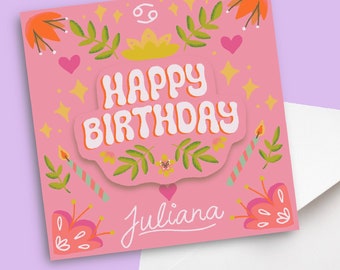 Happy Birthday Personalised hand made zodiac 3D greetings card