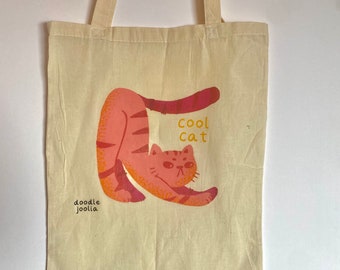Cool Cat Illustrated Tote Bag