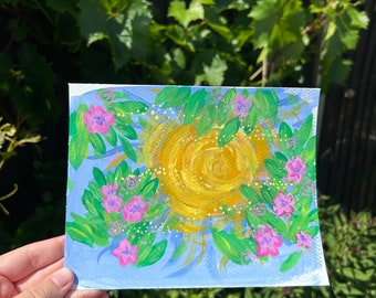 Abstract Summer Sun Original Gouache Painting