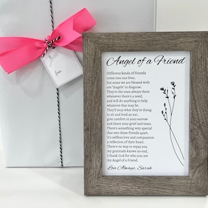 Best Friend Gift, Framed Angel Friendship Poem, Best Friend Birthday Gift with Gift Wrap, Framed Personalized Poems for Gifts