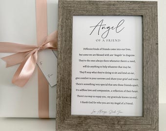 Best Friend Gift, Framed Angel Friendship Poem, Best Friend Birthday Gift with Gift Wrap, Framed Friendship Poem, Friendship Gift