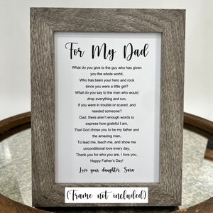For My Dad PDF, Father&#39;s Day Poem PDF, Father&#39;s Day Printable, Father&#39;s Day Personalized Poem, Gift from Daughter, Father&#39;s Day Download