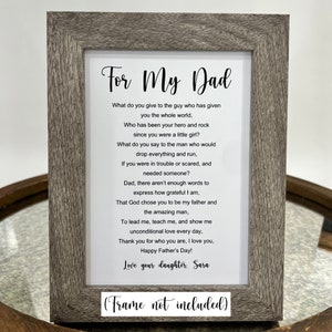 For My Dad PDF, Father's Day Poem PDF, Father's Day Printable, Father's Day Personalized Poem, Gift from Daughter, Father's Day Download