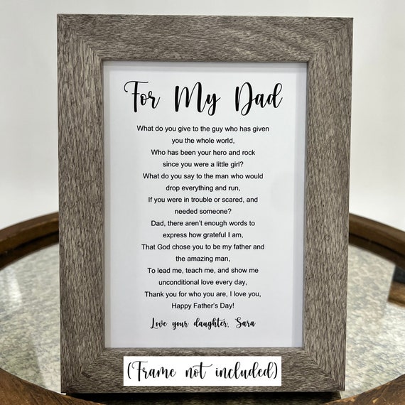Personalized Father's Day Poem Gift: 'for My Dad' PDF (digital